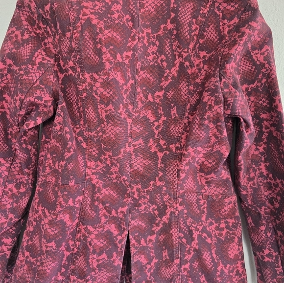 G.I.L.I. Blazer Jacket Women 10 Red Snake Animal Printed Stretch Canvas New - Picture 11 of 12